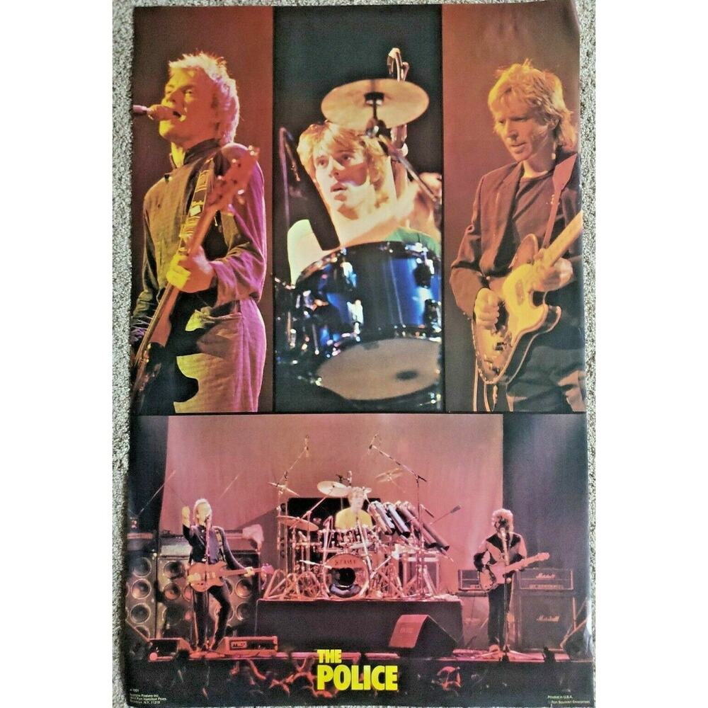 Vintage 1980's The Police Concert Poster 36"x24" Scorpio #1001 NOS